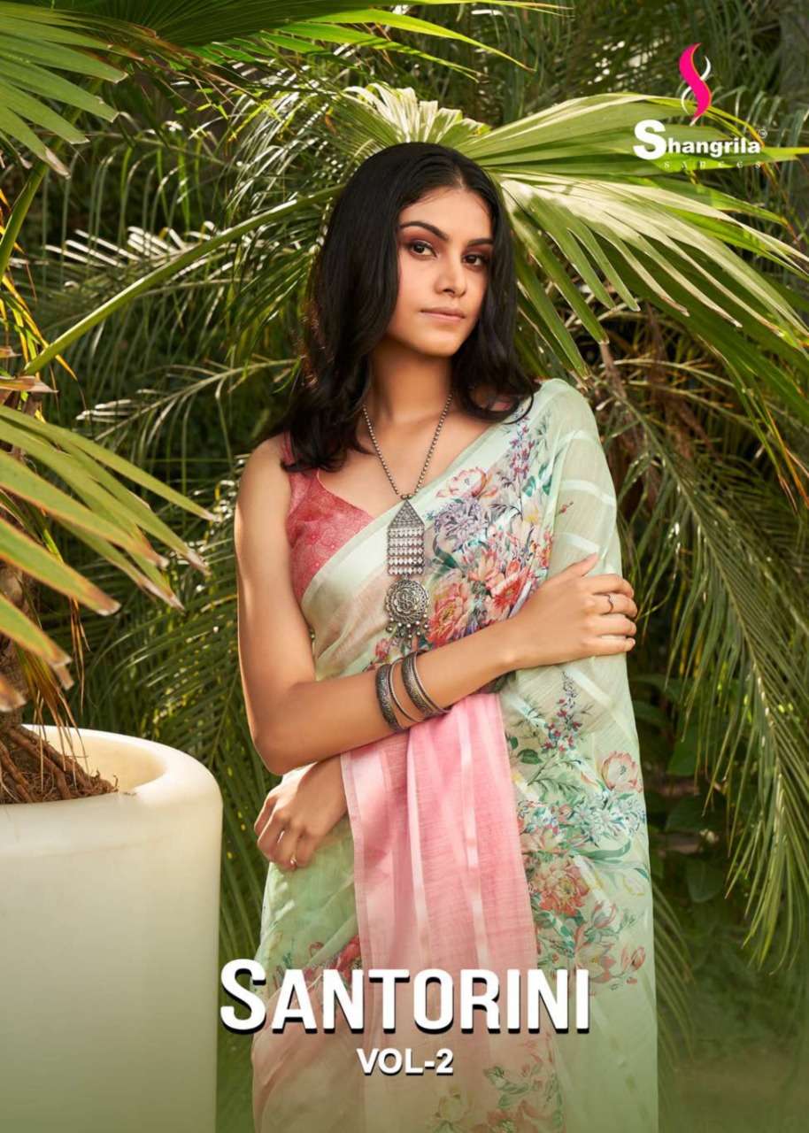 Santorini Vol 2 Latest Weaving Soft Fabric Sarees With Digital Designer Floral Prints By Shangrila