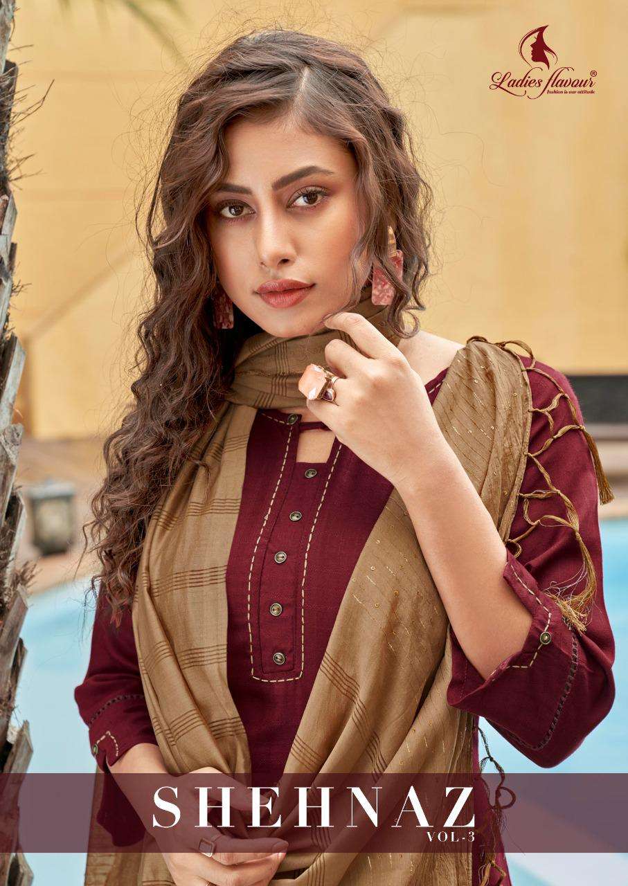 Shehnaz Vol 3 By Ladies Flavour Rayon Full Stitch Suits Supplier