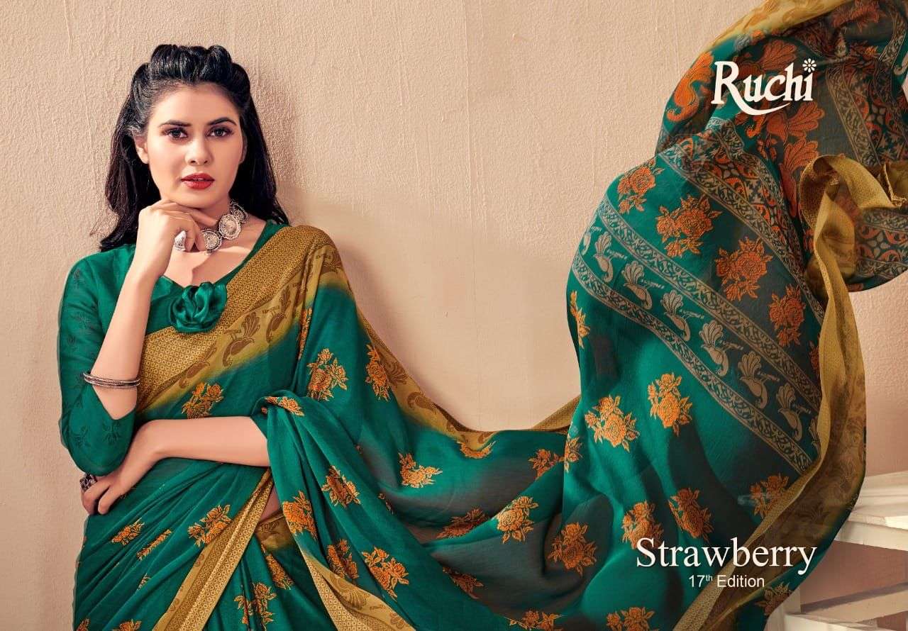 Strawberry Vol 17 By Ruchi Chiffon Printed Sarees