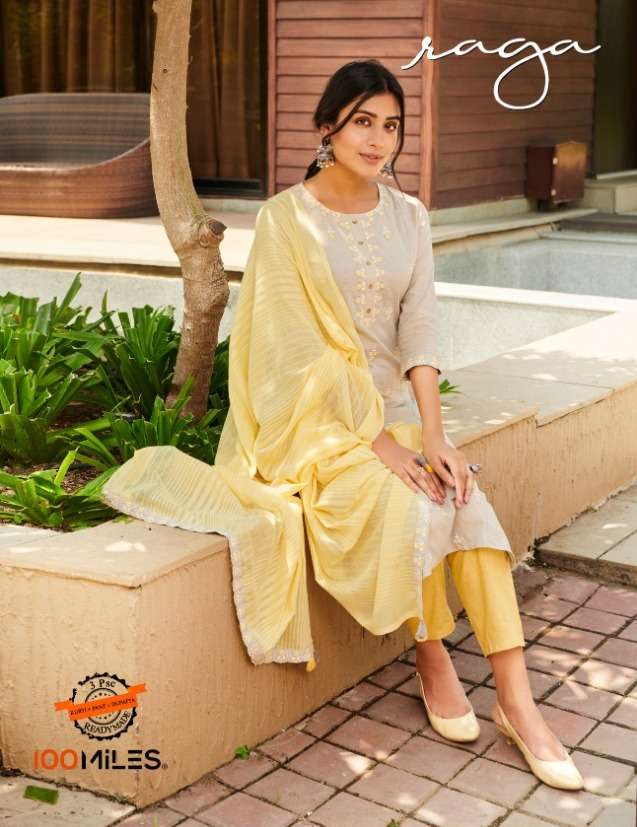 100 miles raga cotton kurti pant with dupatta 3psc set 