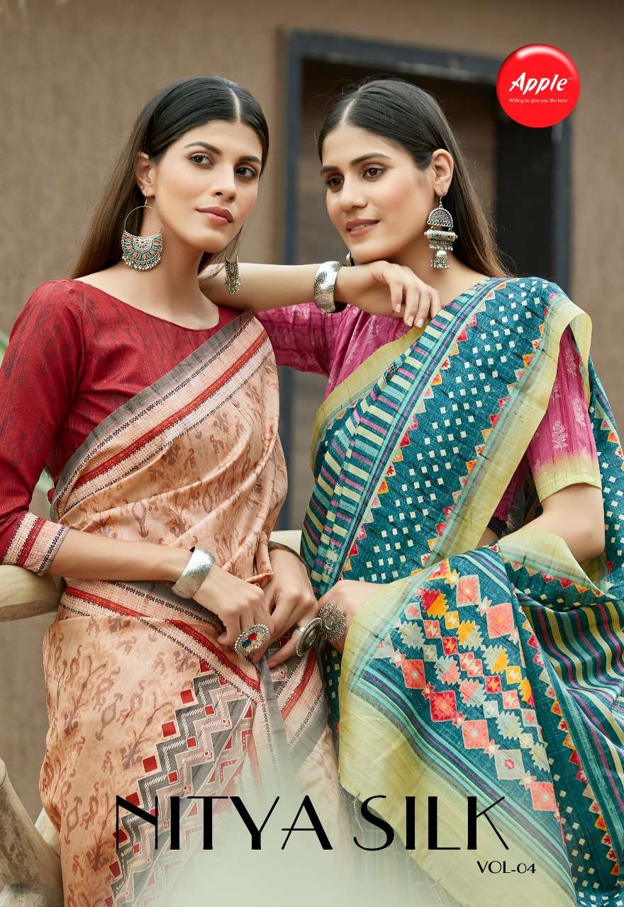 apple nitya silk vol 4 bhagalpuri digital printed designer saree wholesaler