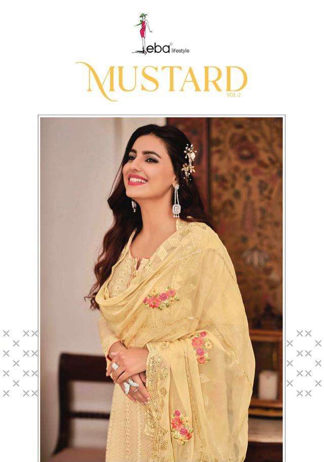 eba mustard vol 2 chinon embroidery classy look salwar kameez