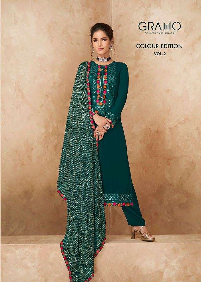 gramo colour edition vol 2 heavy georgette traditional and festival wear readymade suits