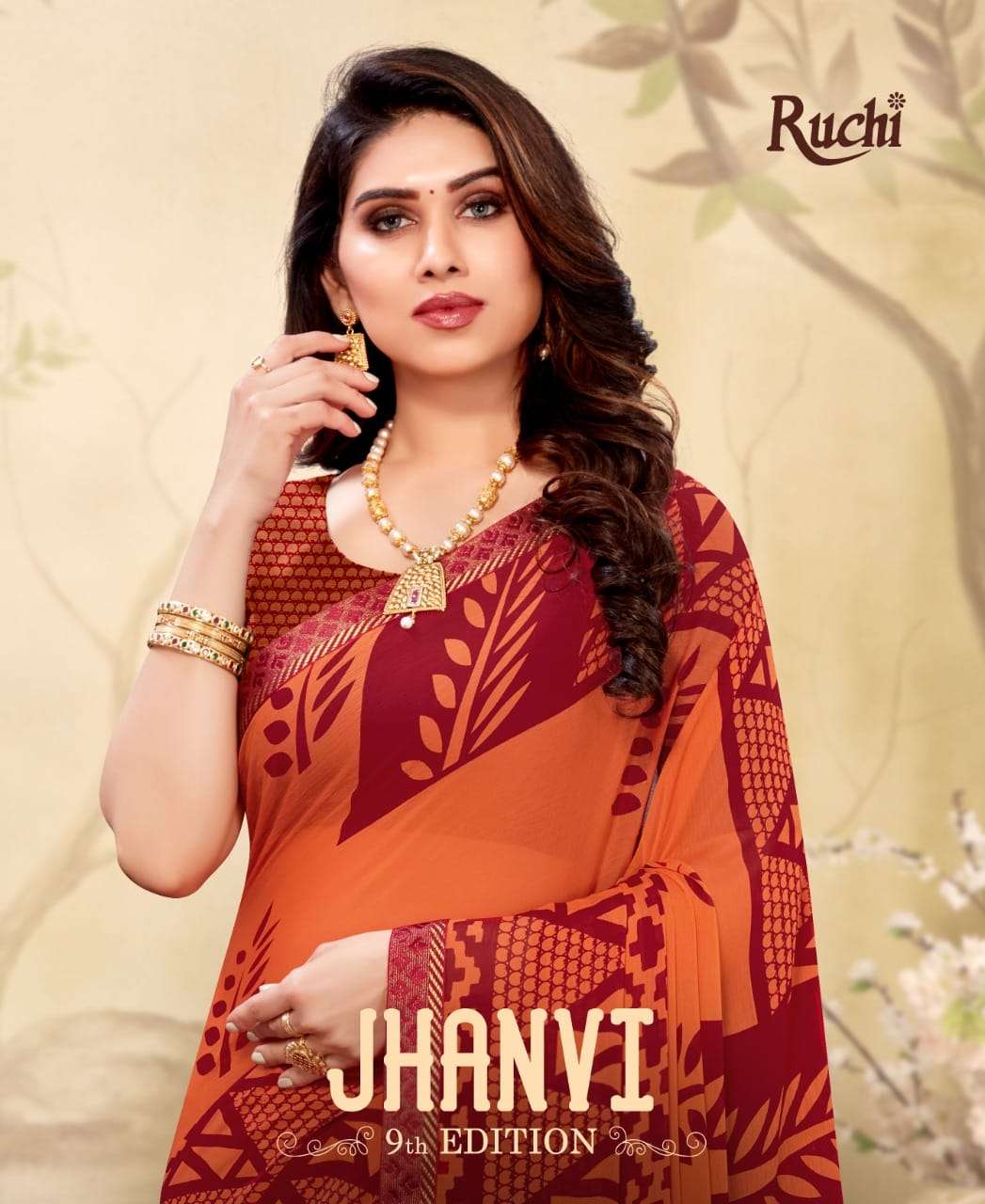 jhanvi vol 9 by ruchi chiffon printed fancy saree wholesaler