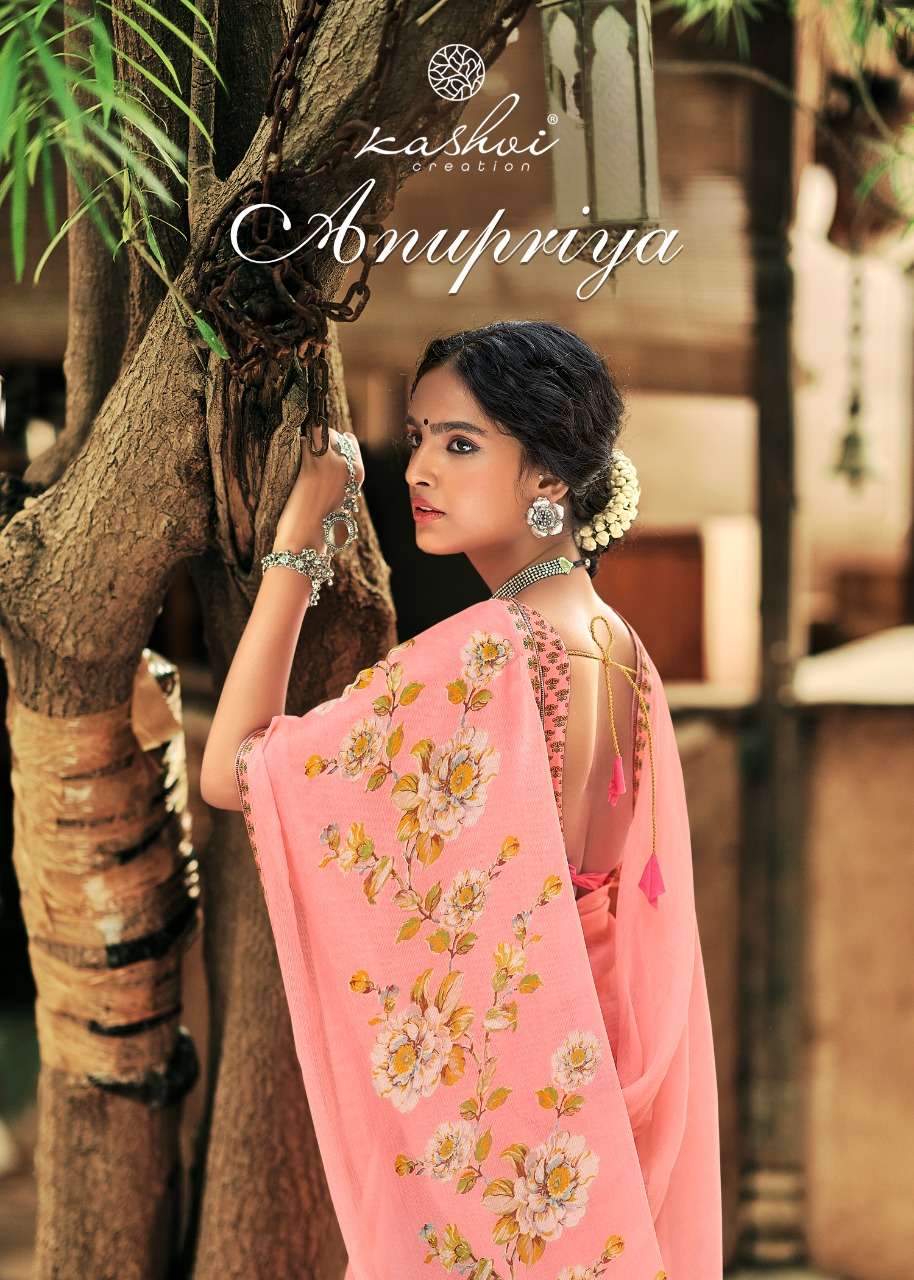 kashvi creation anupriya Chiffon With Fancy Blouse good looking saree