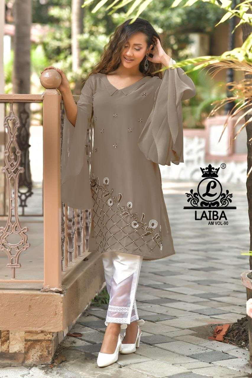 laiba am vol 90 georgette pakistani exclusive tunic with fancy pant