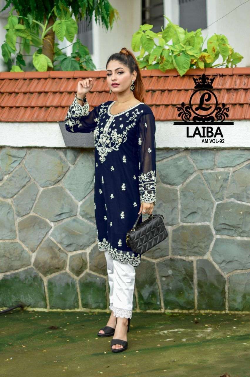 laiba am vol 92 georgette pakistani handwork kurti with stylish bottom