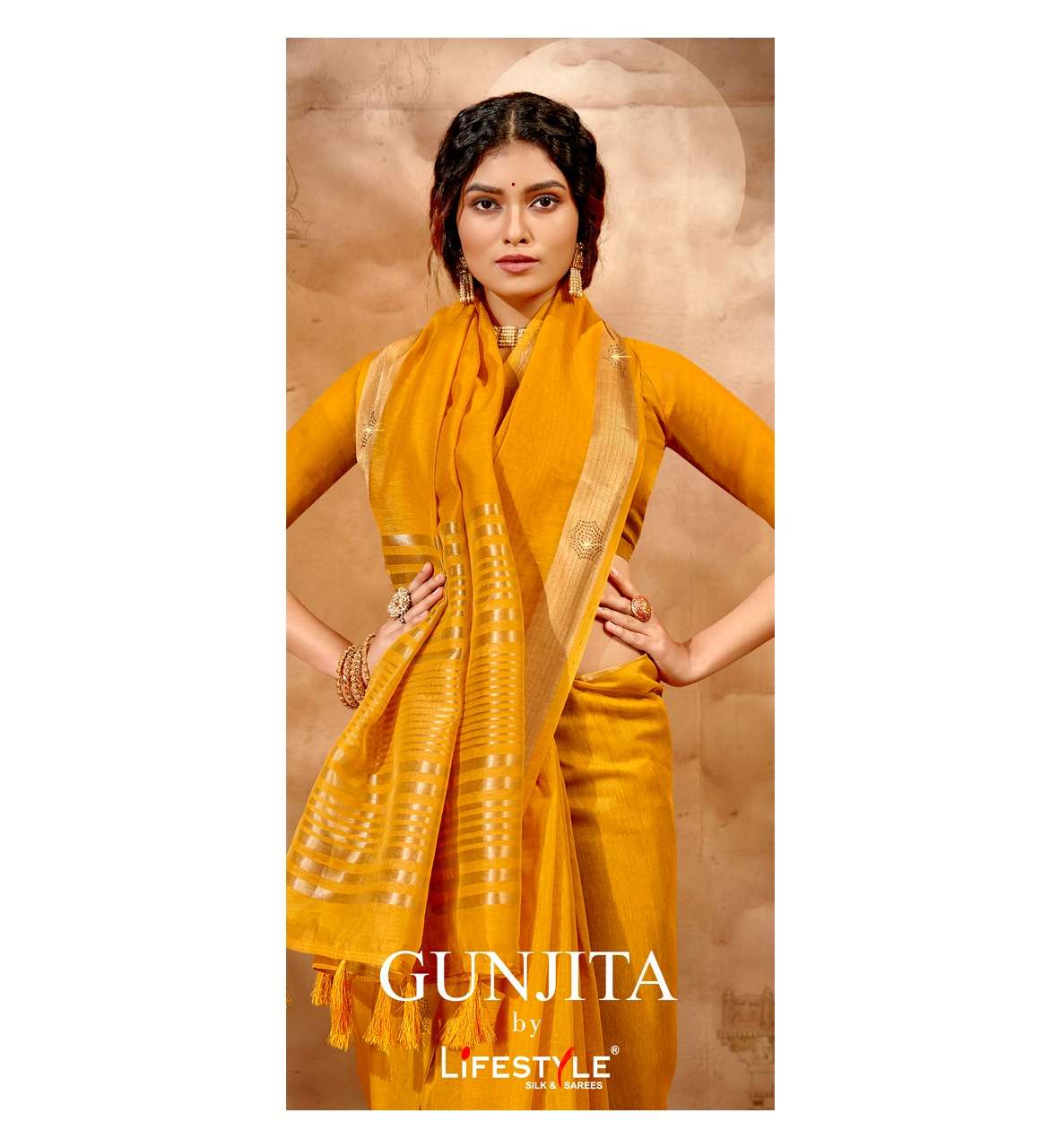 lifestyle gunjita vol 1 chanderi silk fancy saree wholesaler