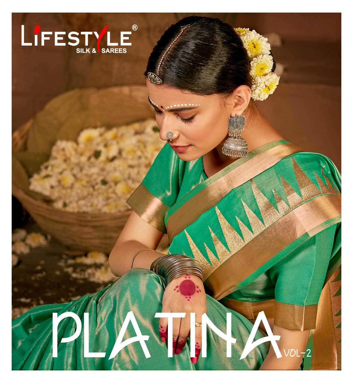 lifestyle platina vol 2 cotton tissue saree with work new design  