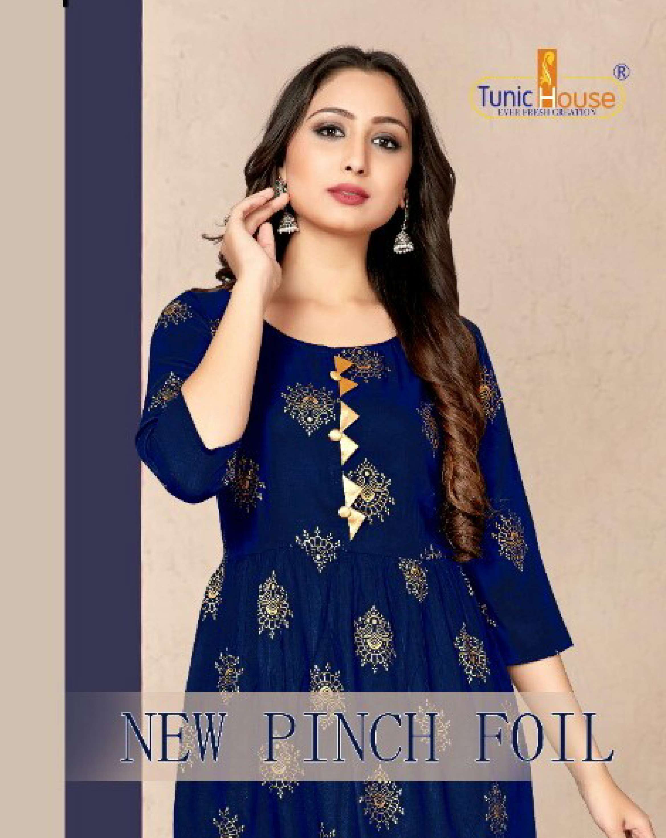 NEW PINCH BY TUNIC HOUSE FOIL PRINT GATHER STICH KURTI WHOLESALER 