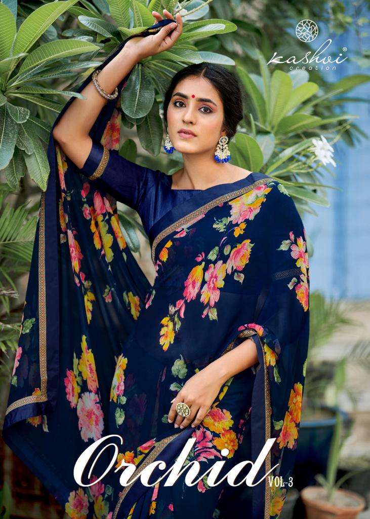 orchid vol 3 by kashvi georgette printed designer sarees