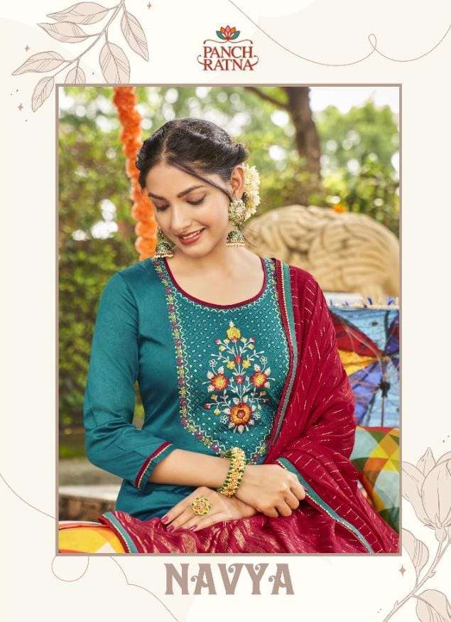 panch ratna navya jam silk with four side border salwar suits catalog 