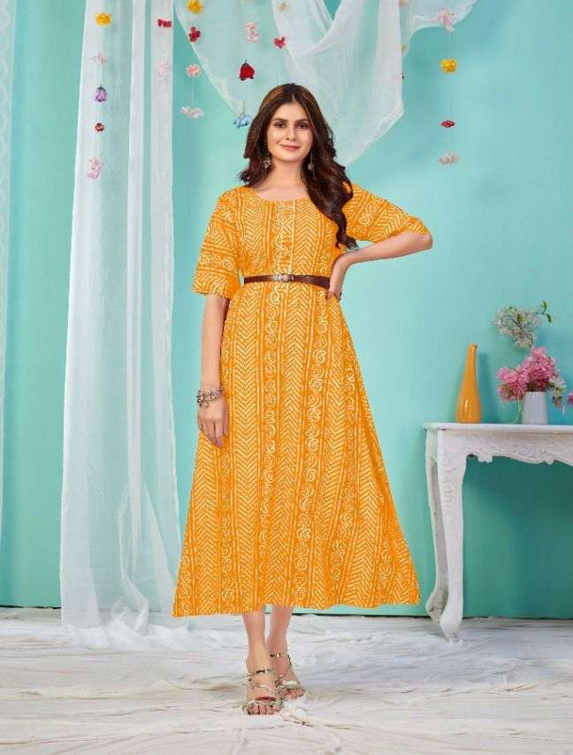 poonam sugar bawl rayon bandhani gown collection