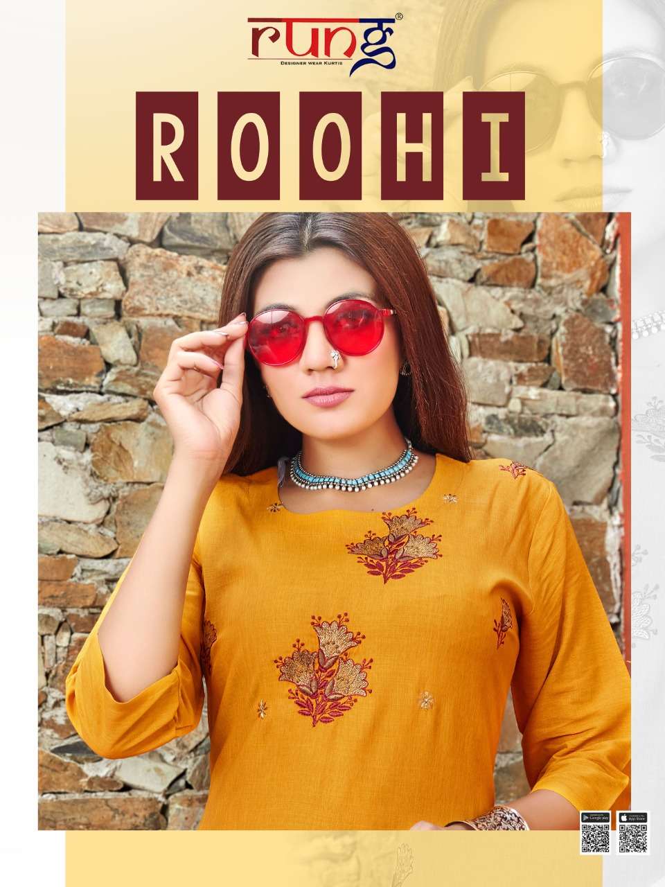 roohi by rung rayon simple wear fancy kurti