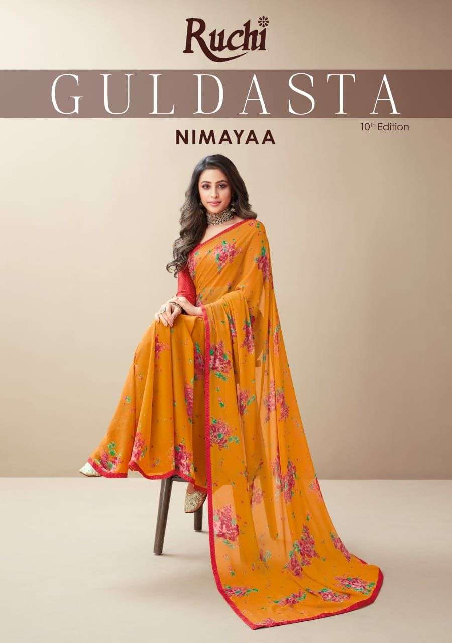 ruchi guldasta vol 10 nimayaa georgette printed fancy sarees