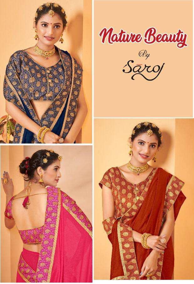 saroj natural beauty vichitra silk designer sarees