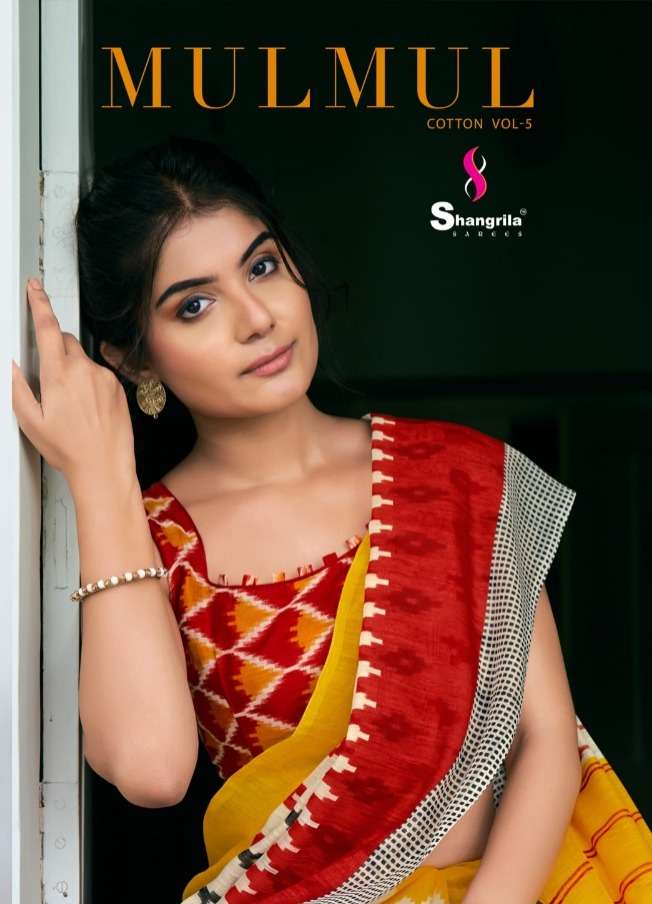 shangrila mulmul cotton vol 5 cotton ikkat print saris wholesaler 