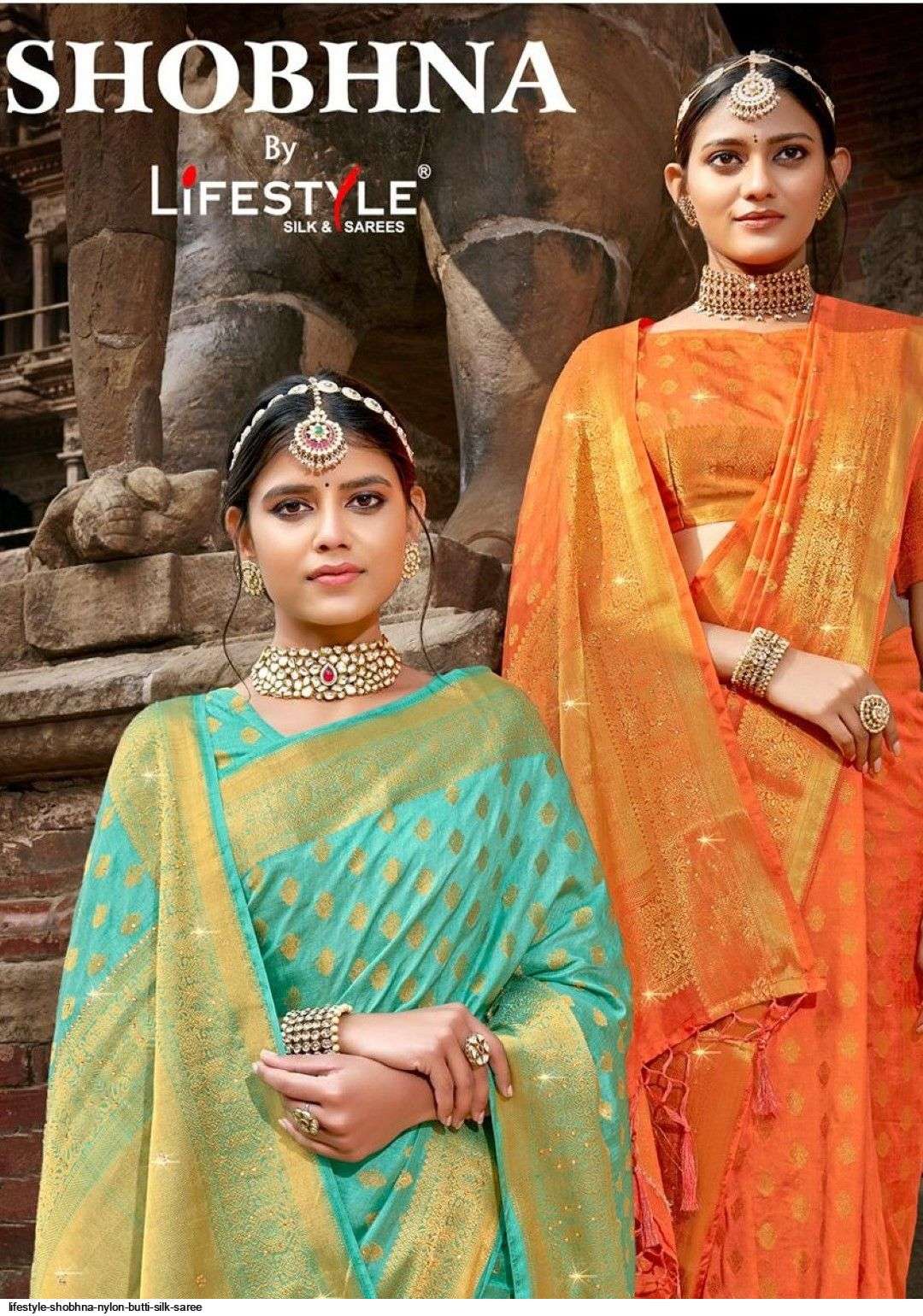 shobhna by lifestyle nylone silk traditional wear saree exporter