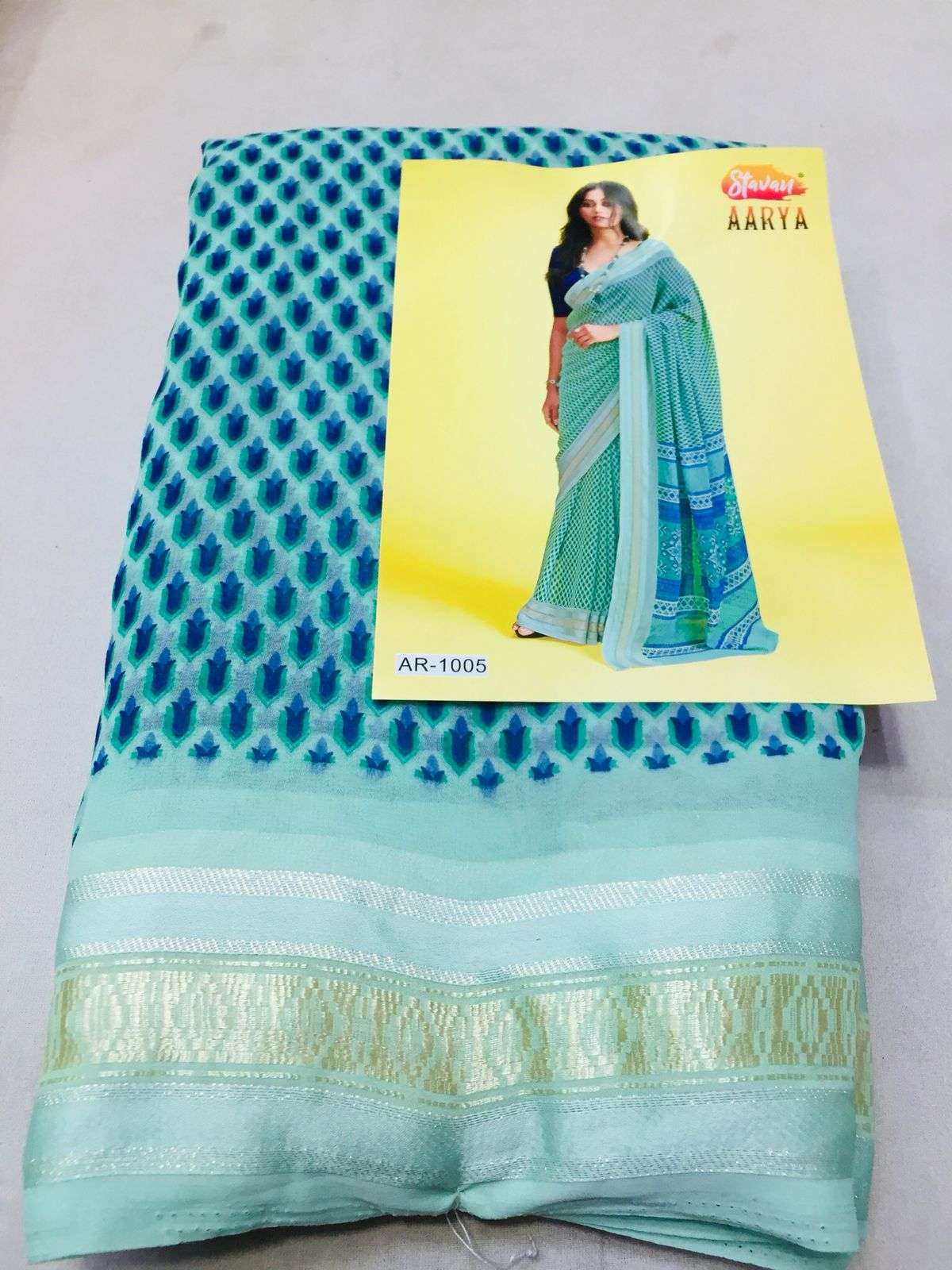 stavan aarya georgette saree with jacquard border concept wholesaler 