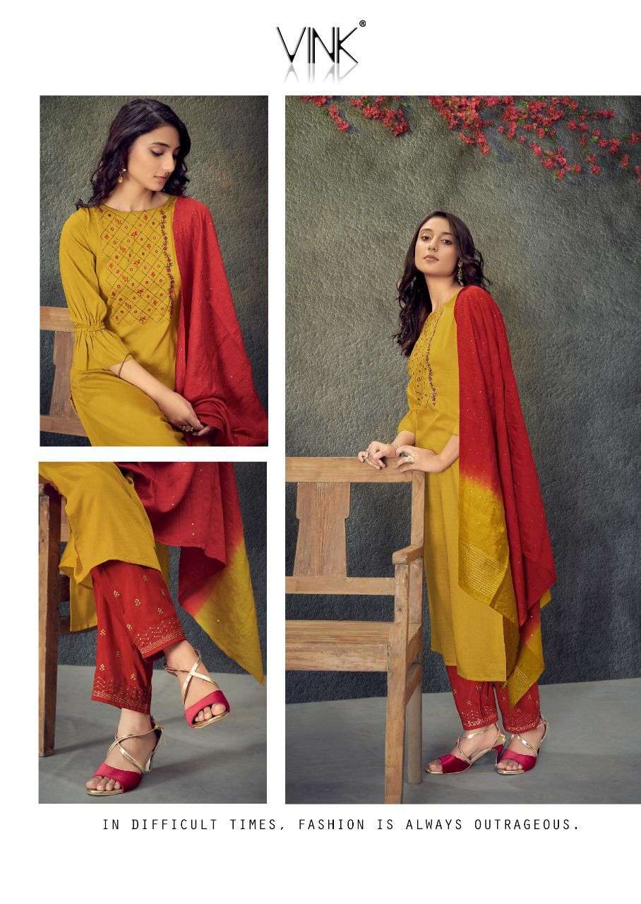 vink legacy vol 2 kurti with plazzo and dupatta complete set 