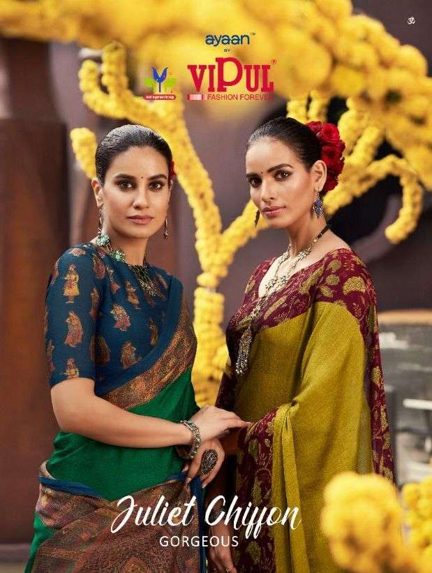 vipul juliet chiffon gorgeous printed fancy south india best saree supplier