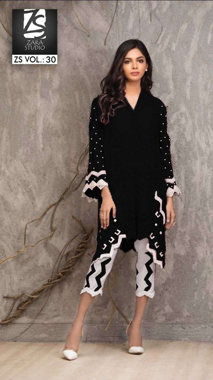 zs vol 30 by zara studion georgette pakistani party wear kurti with pant seller