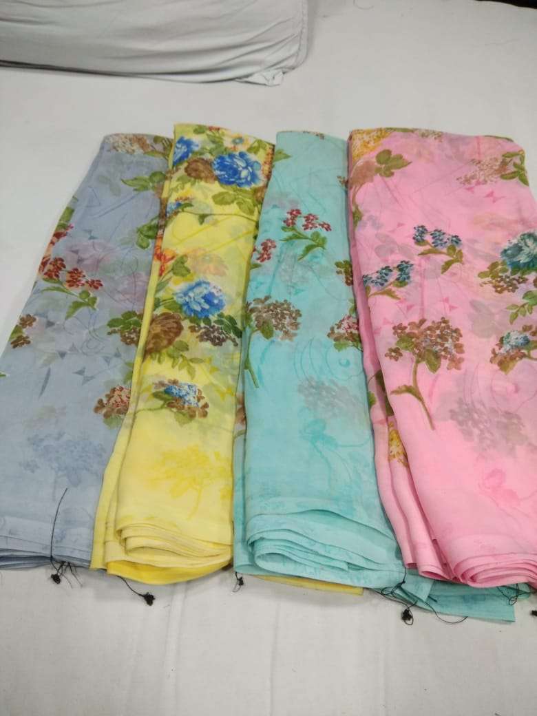 60 gram georgette printed saris soft printed poonam saris wholesaler in surat 