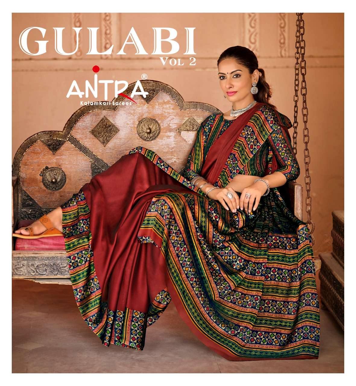 antra gulabi vol 2 black rangoli printed fancy sarees