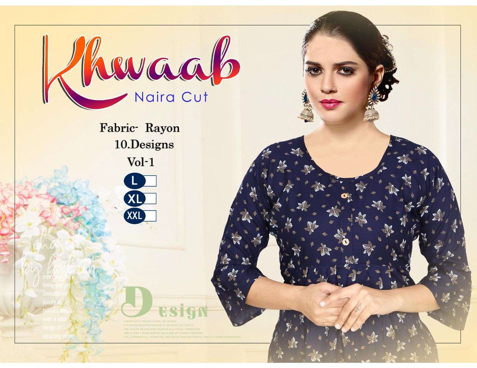  BEAUTY QUEEN KHWAAB HEAVY Reyon Print 58” NAIRA CUT KURTI CATALOG WHOLESALER BEST RATE