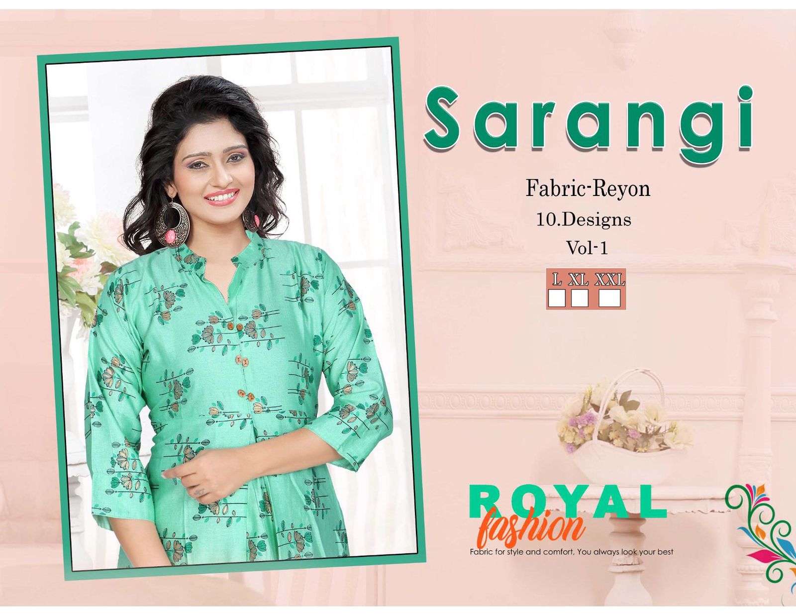  BEAUTY QUEEN SARANGI HEAVY Reyon FLEX Print KURTI CATALOG WHOLESALER BEST RATE