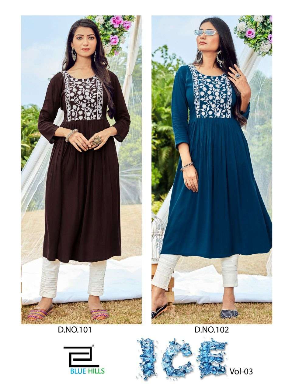 blue hills ice vol 3 rayon readymade kurti supplier 