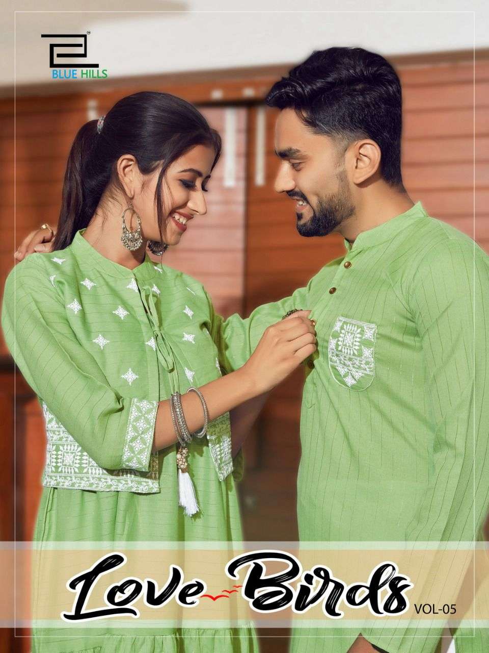 blue hills love birds vol 5 combo set of husband wife kurti set  