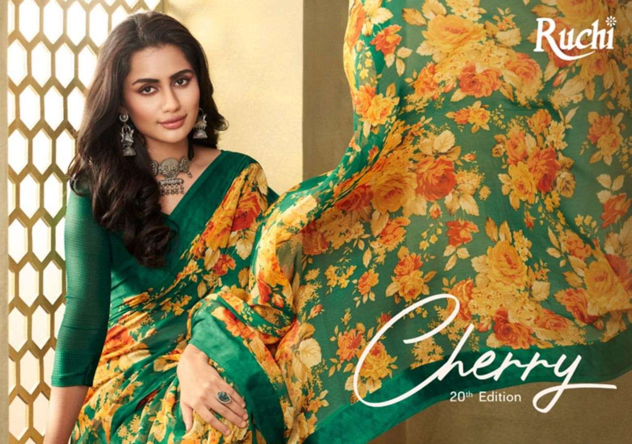 cherry vol 20 by ruchi chiffon printed ethnic stylish sarees