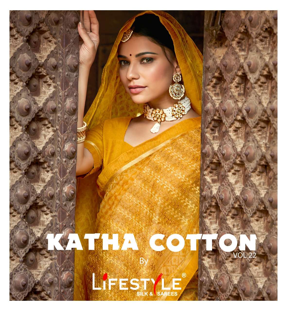 lifestyle katha cotton vol 22 rajjo net fancy branded saris catalog at best rate 