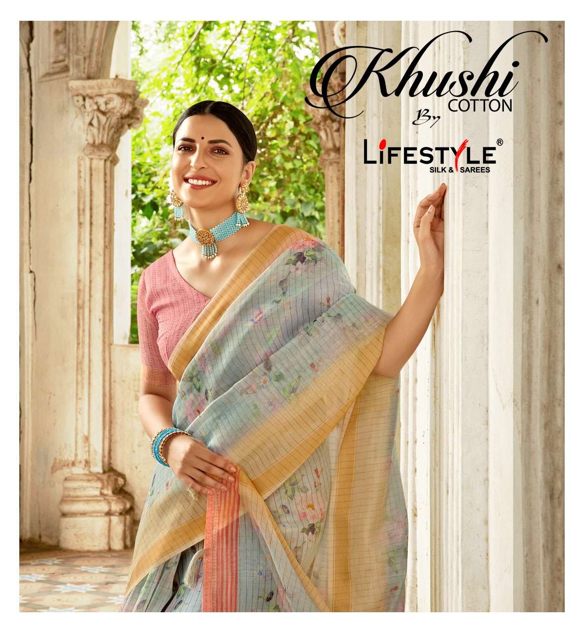 lifestyle khushi cotton vol 1 jari checks saree supplier