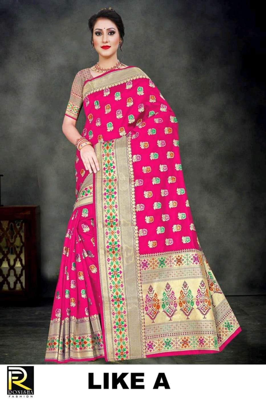 Like by ranjna saree casual wear silk saree chit pallu beautiful collection wholesale shop