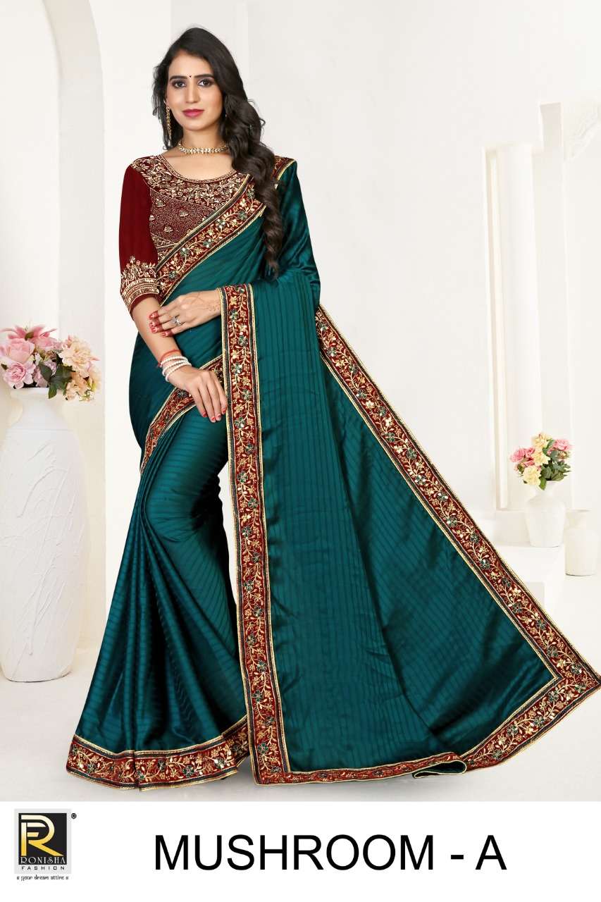 Mushroom by ranjna saree heavy border blouse worked saree beautiful collection 