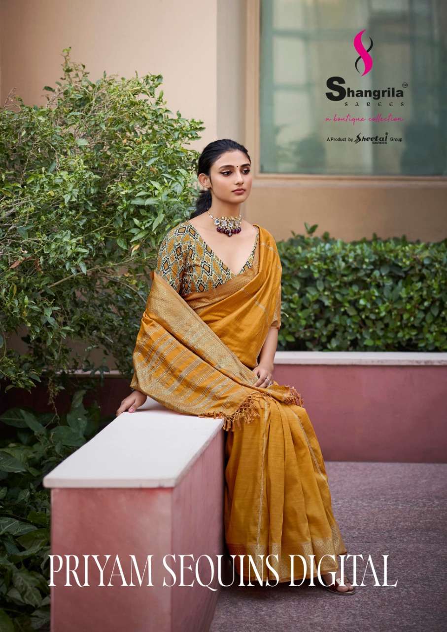 shangrila present priyam sequins digital exclusive soft fabric with sequins weaving sarees 