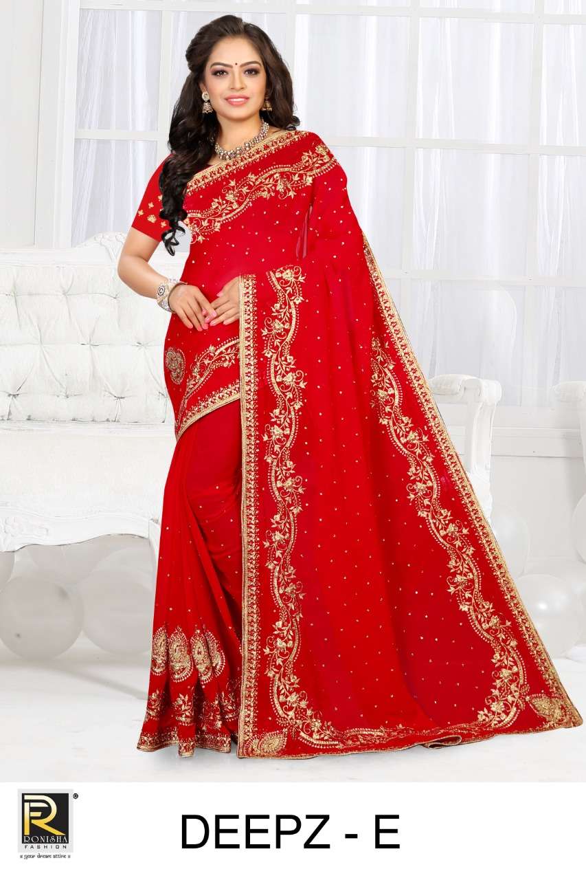 Deepz by ranjna saree embroidery jari worked heavy Diamond wedding saree collecton 