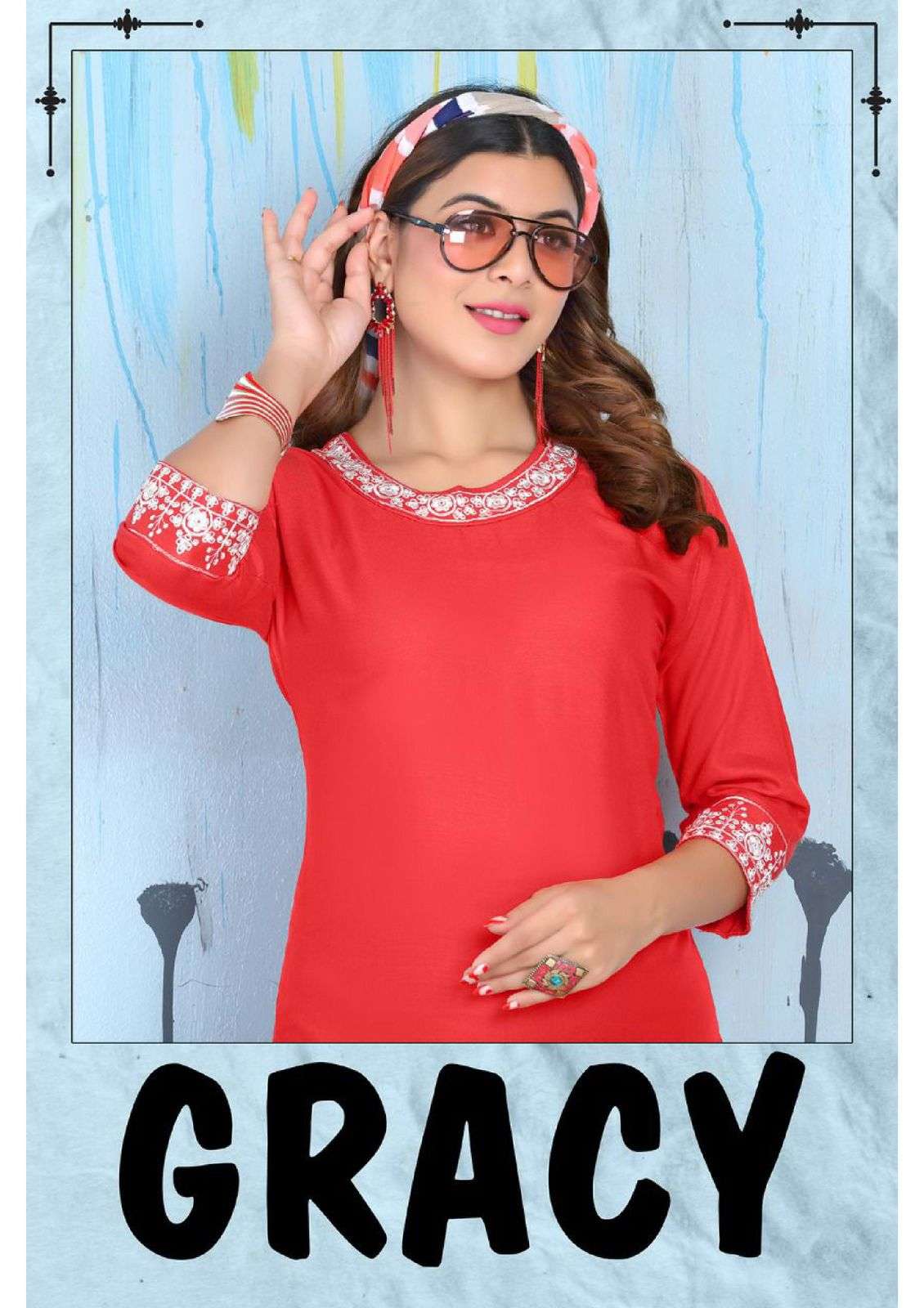 GRACY BY BEAUTY QUEEN HEAVY RAYON WITH WORK KURTI CATALOG WHOLESALER BEST RATE