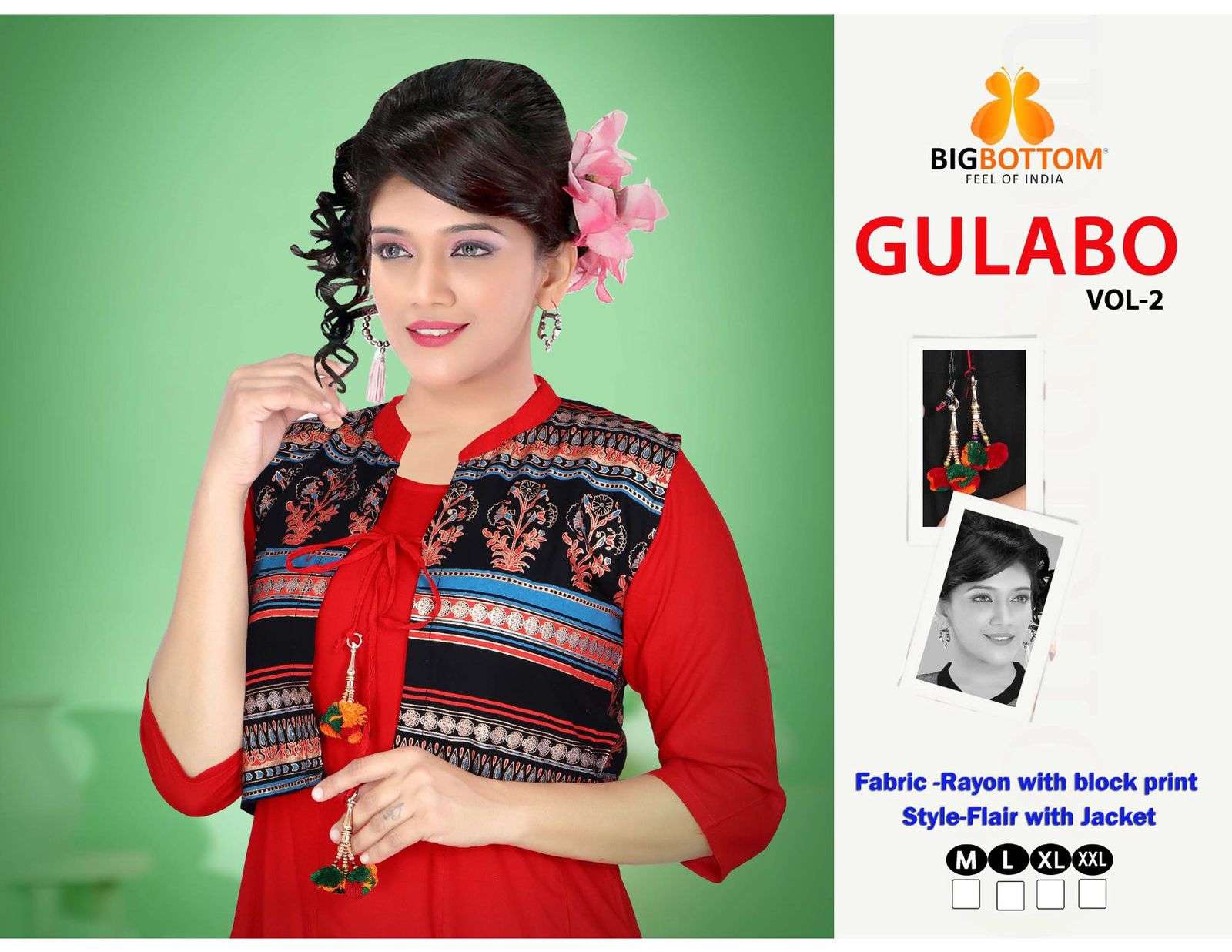 GULABO 2 BY BIG BOTTOM HEAVY RAYON KURTI WITH KOTI CATALOG WHOLESALER BEST RATE