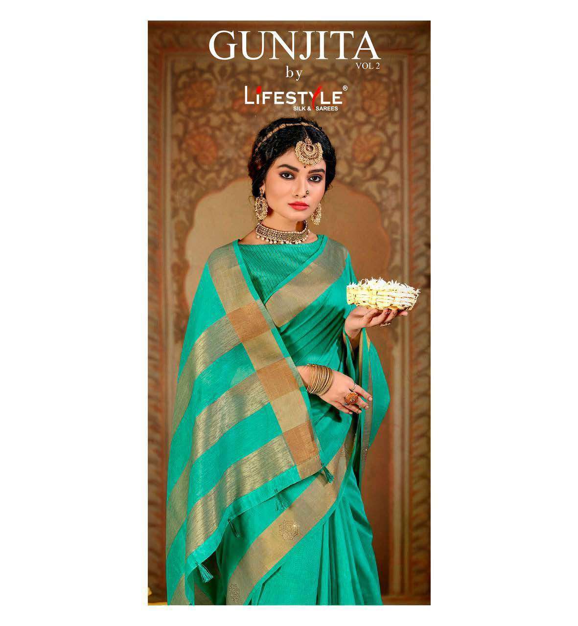 lifestyle gunjita vol 2 chanderi silk fancy sarees wholesaler in surat