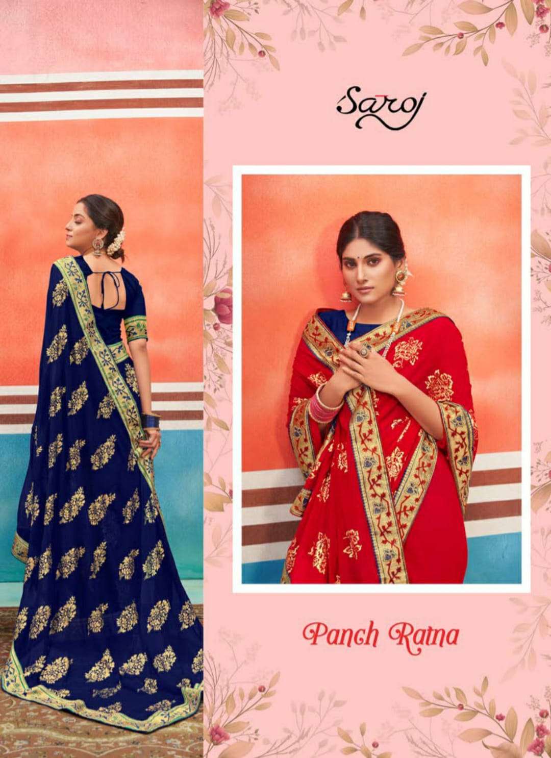 panch ratna by saroj georgette classy look festival wear sarees