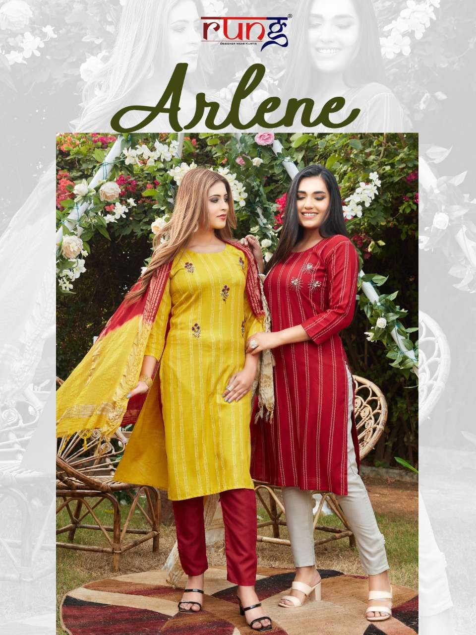 rung arlene rayon handwork readymade suits exporter