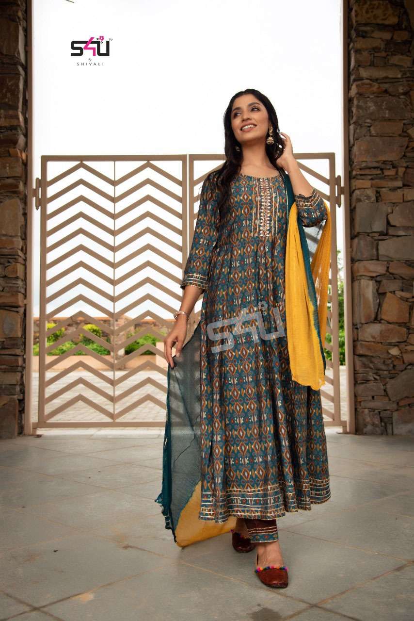 s4u 261 design combo set of exclusive kurtis with bottom and dupatta 