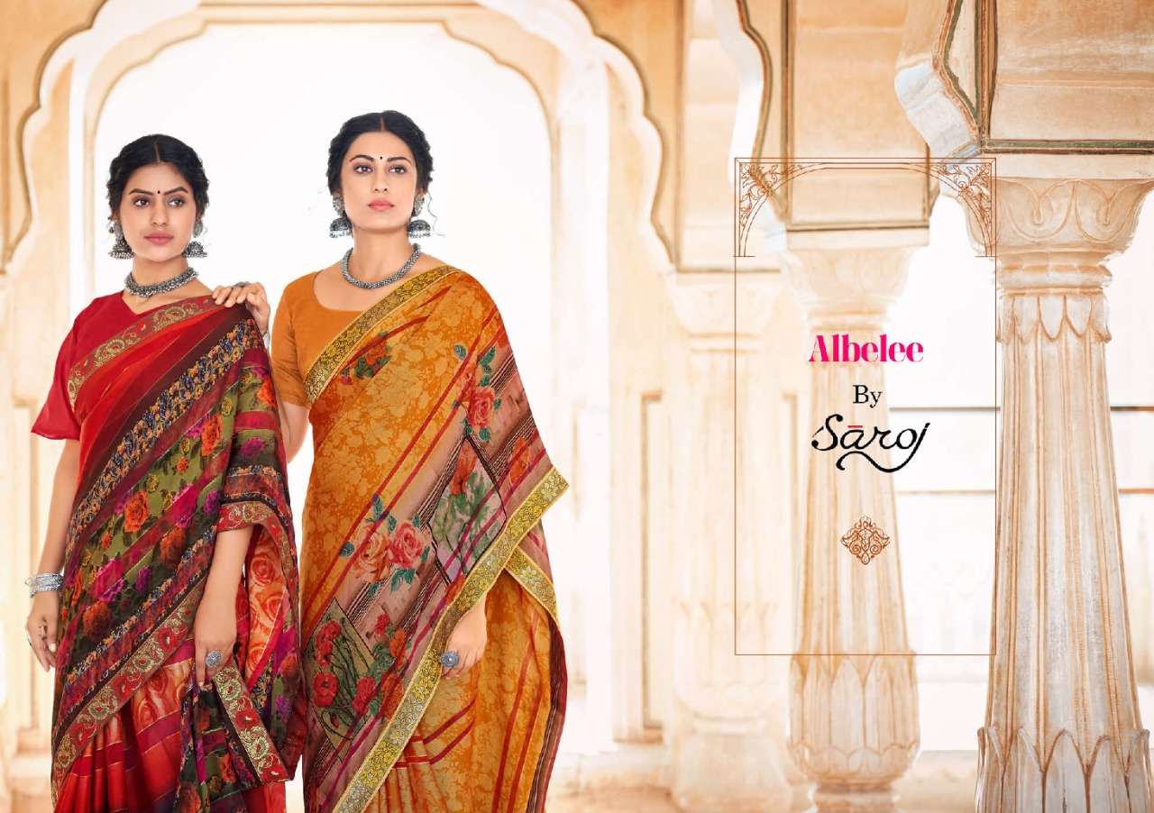 saroj albelee weightless printed casual wear saree