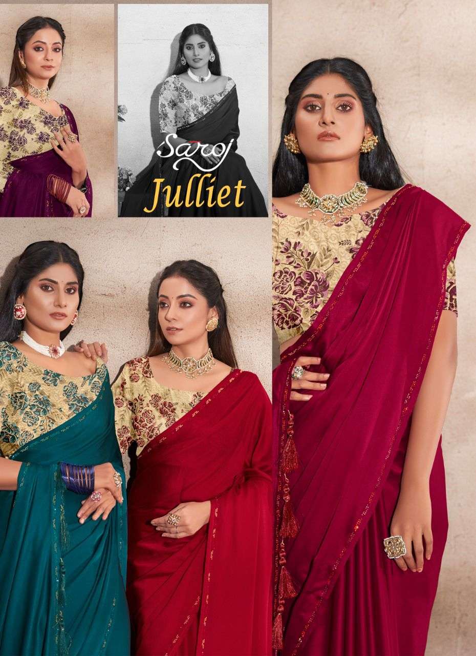 saroj julliet silk satin georgette elegant look fancy saree