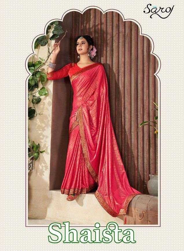 saroj shaista lycra with foil print sarees supplier 