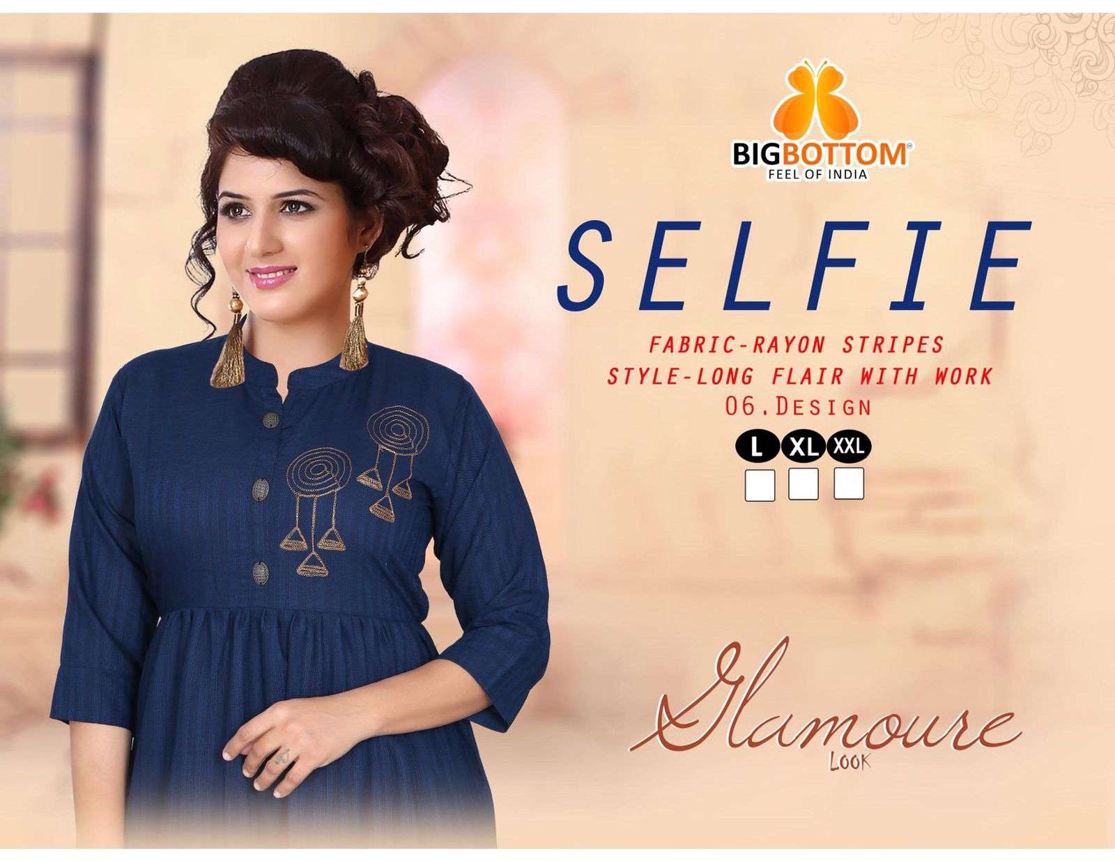 SELFIE BY BIG BOTTOM HEAVY RAYON Stripes WITH WORK FLAIR KURTI CATALOG WHOELSALER BEST RATE