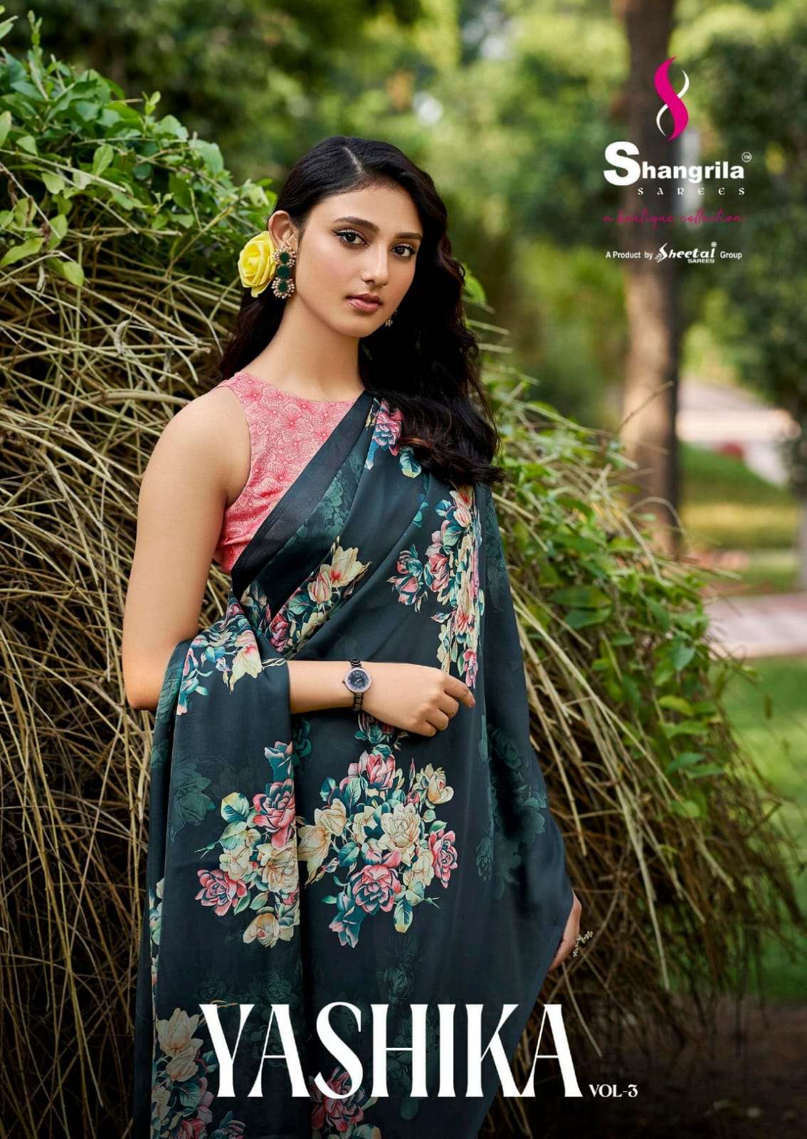 shangrila yashika vol 3 pure digital print soft silky satin sarees supplier 